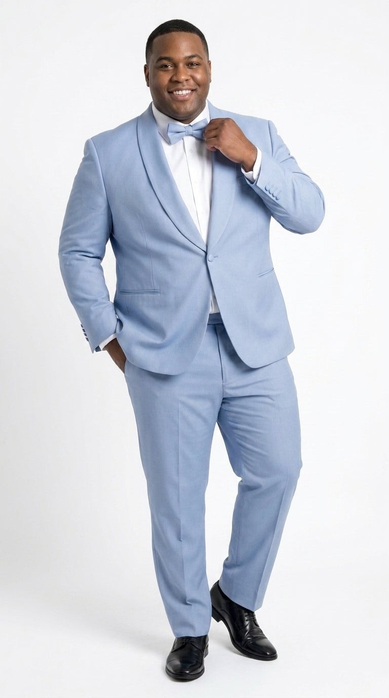 Men’s Powder Blue 2 Piece Tuxedo Suit – Light Blue Wedding Prom Tux with Matching Pants Light Baby Blue - 34 Short or Extra Small