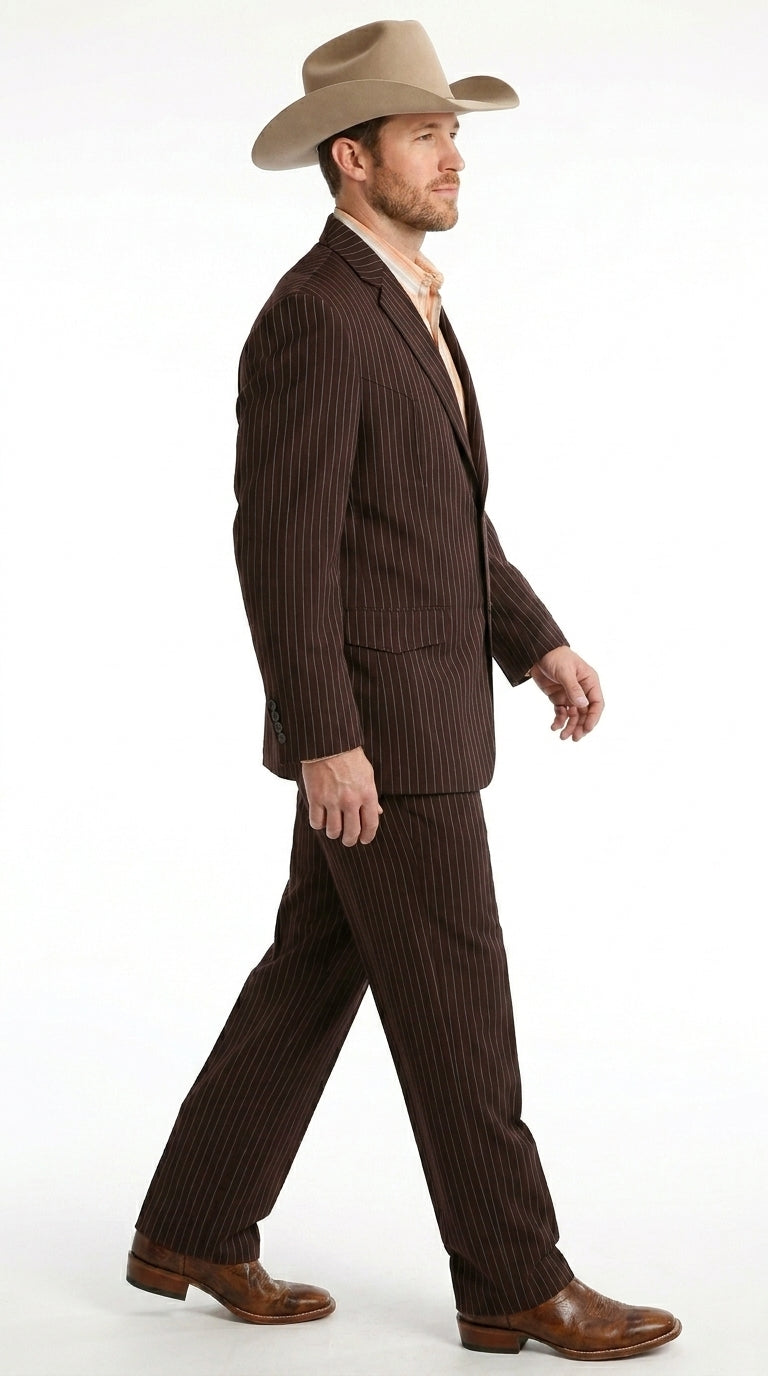 Men’s Pinstripe Western Suit – Classic Formal Blazer and Pant Set for Wedding, Traje Para Hombre Cowboy Style - 34 Short or Extra Small