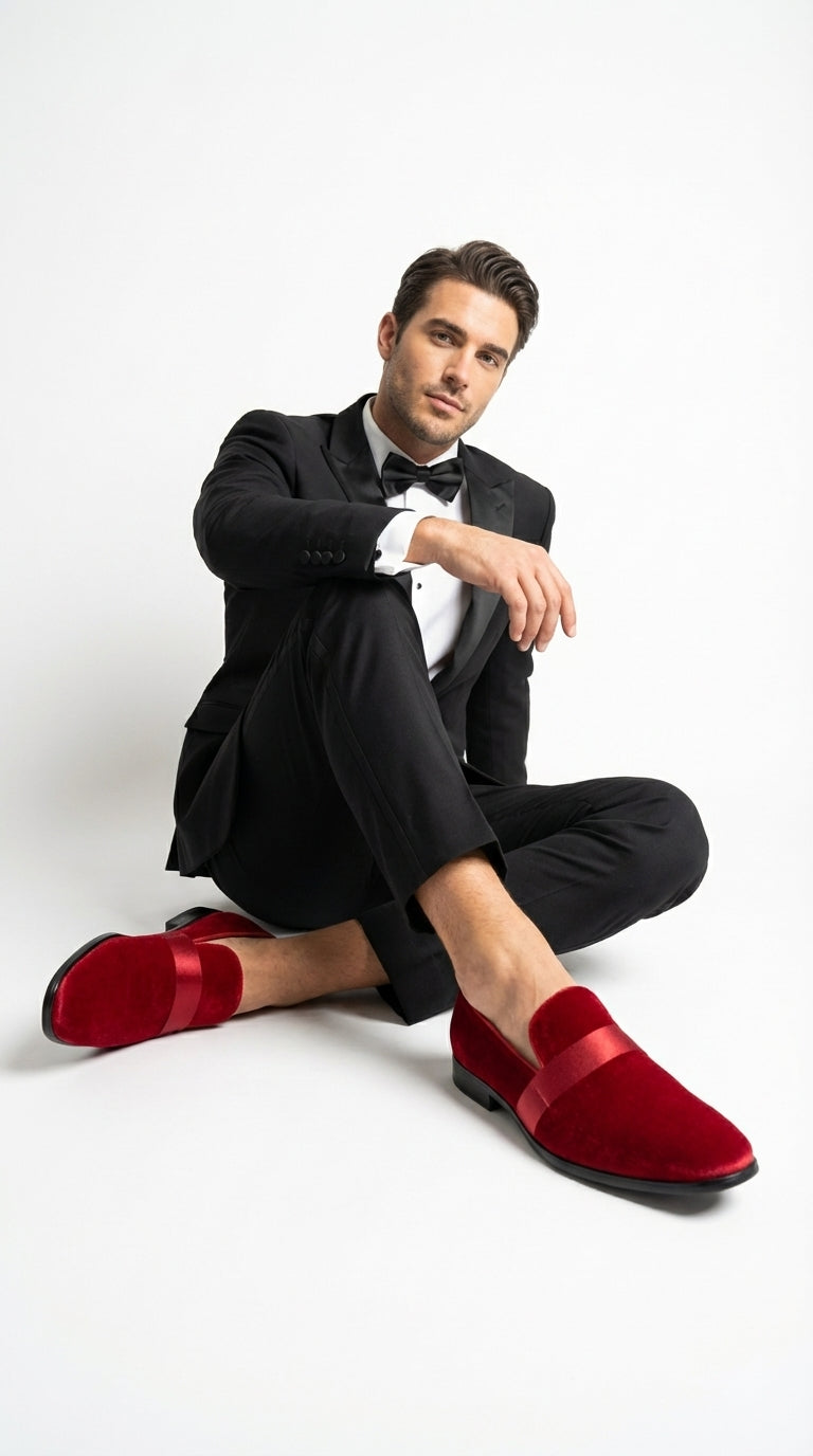 mens red velvet dress shoes Portland Red Velvet Slip On Shoe