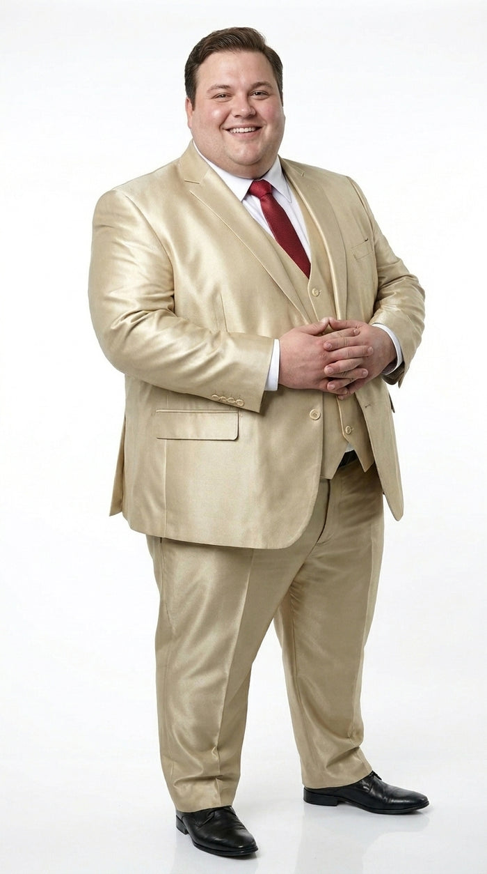 Men’s Champagne Wedding Suit with Jacket, Vest and Pants, Summer Formal Dress Suit