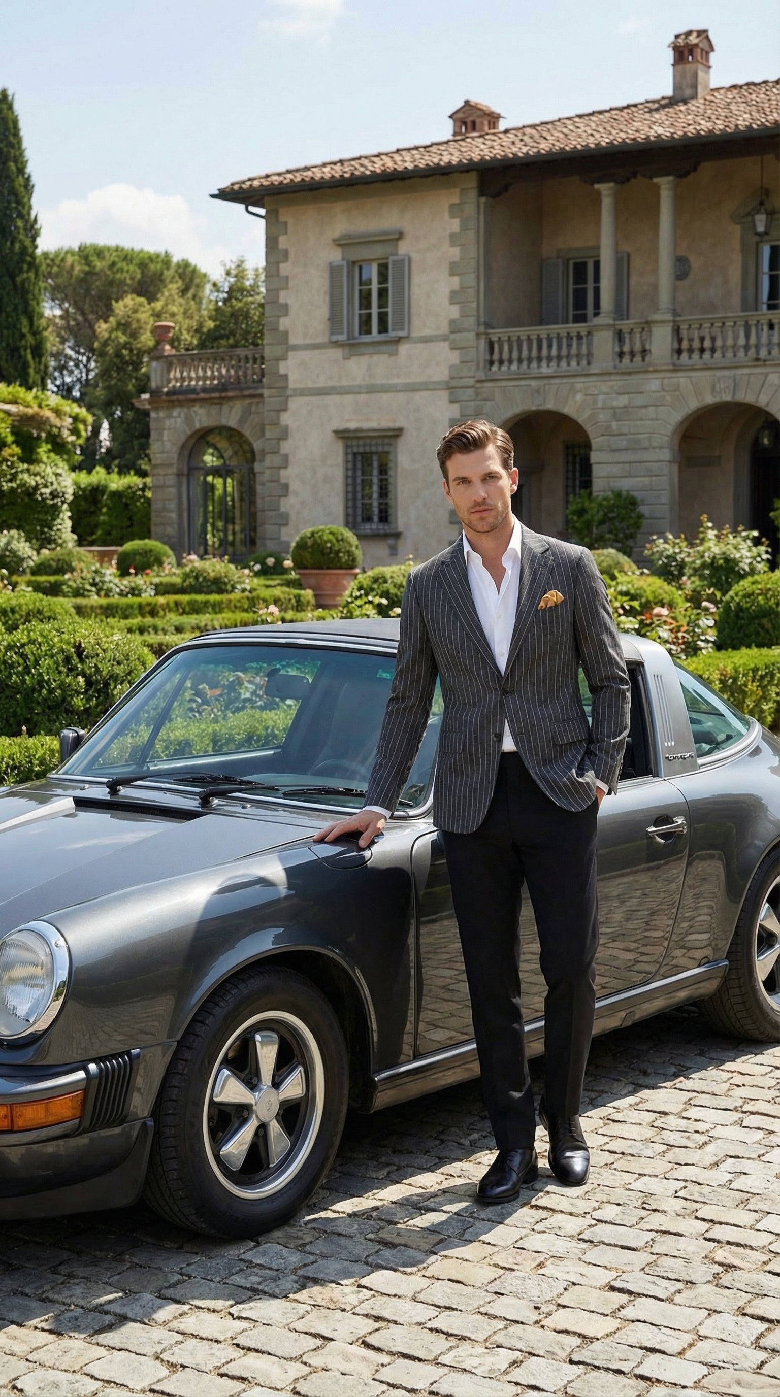 Mens Charcoal Pinstripe Blazer Classic Tailored Formal Jacket for Business, Office and Evening Wear - 36 Short