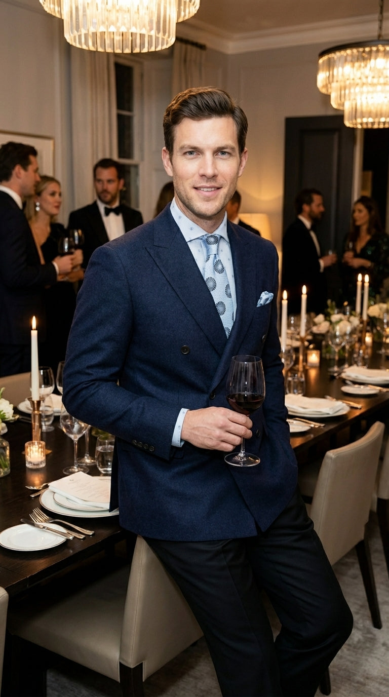 Mens Navy Blue Double Breasted Blazer – Classic Formal Suit Jacket for Business, Wedding, Office and Professional Wear - 36 Short