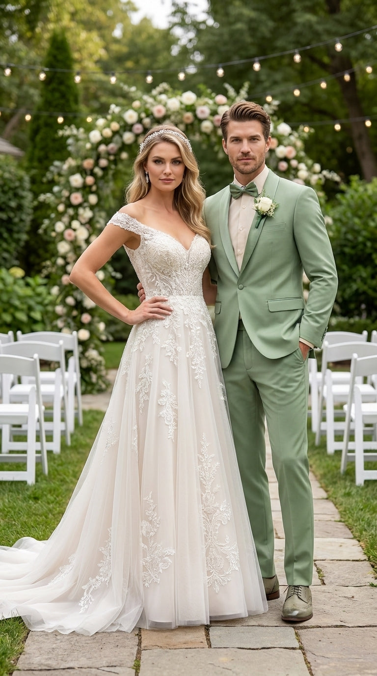 Mens Sage Green Wedding Tuxedo, Shawl Lapel Formal Groom Prom Tuxedo Suit - 34 Short or Extra Small