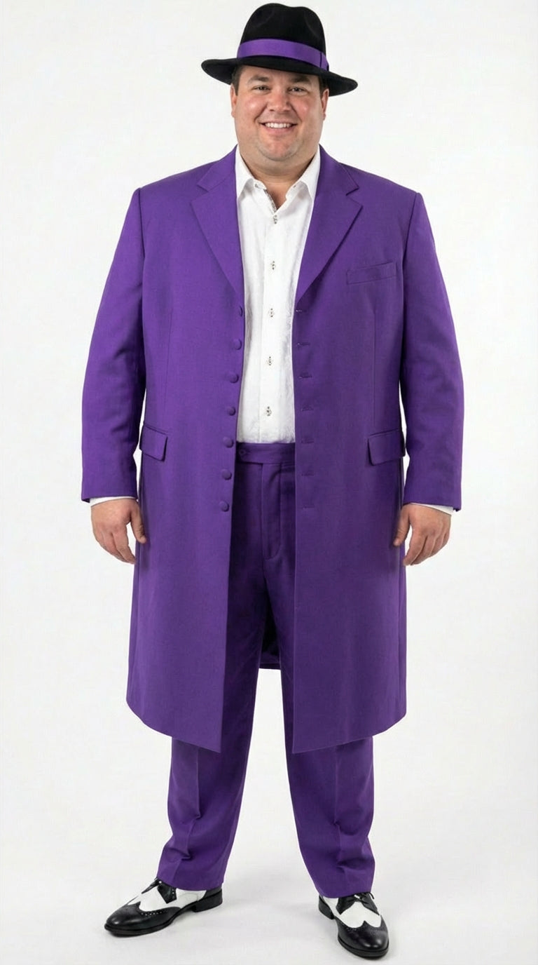 Pimp Halloween Joker Costume Purple Zoot Suit for Men - 34 Short or Extra Small