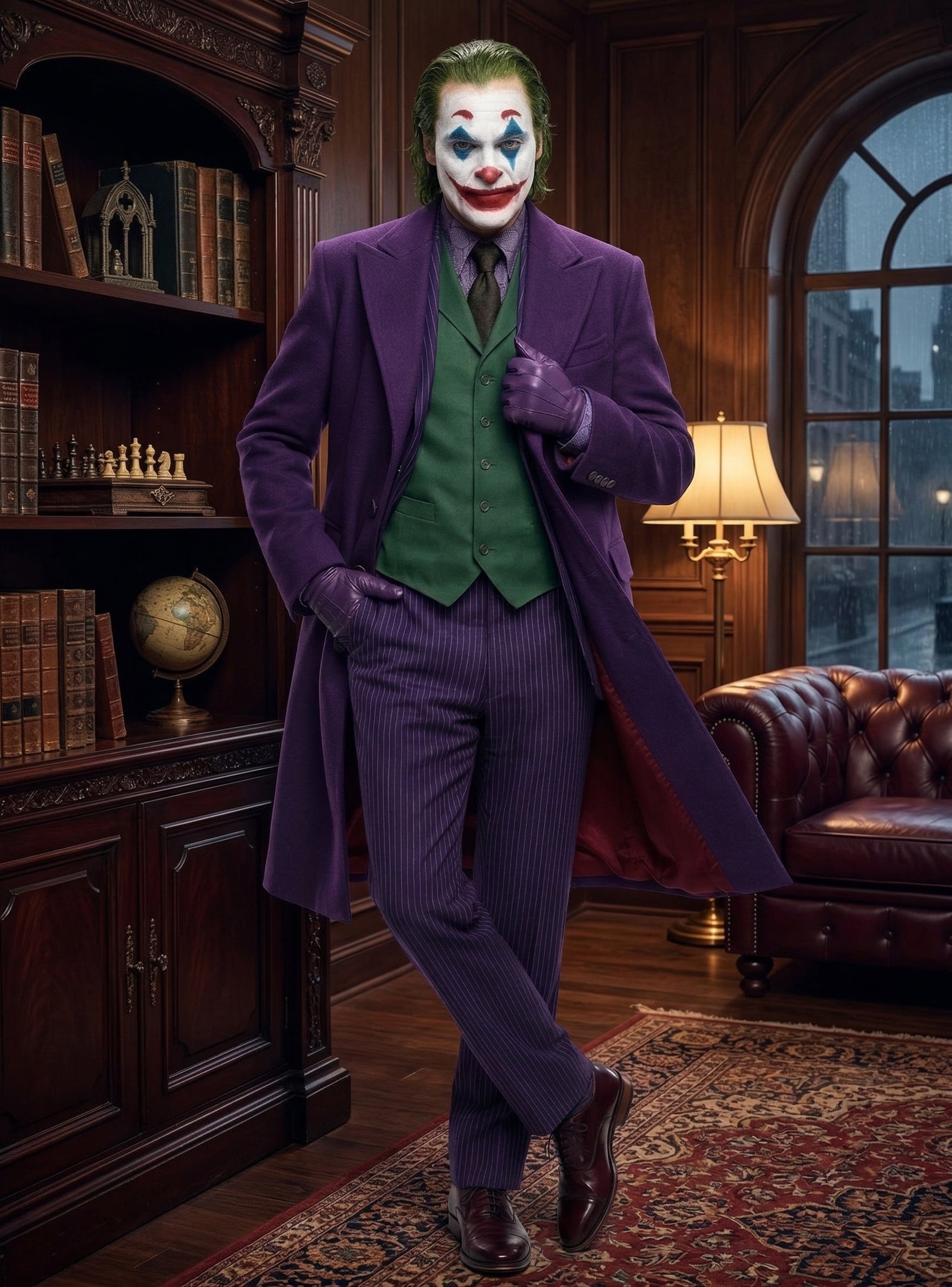 Men’s Purple Overcoat Joker Folie à Deux Arthur Fleck Inspired Long Coat – Classic Costume Trench Coat, Stylish Winter Party Wear Jacket - Coat Size 38