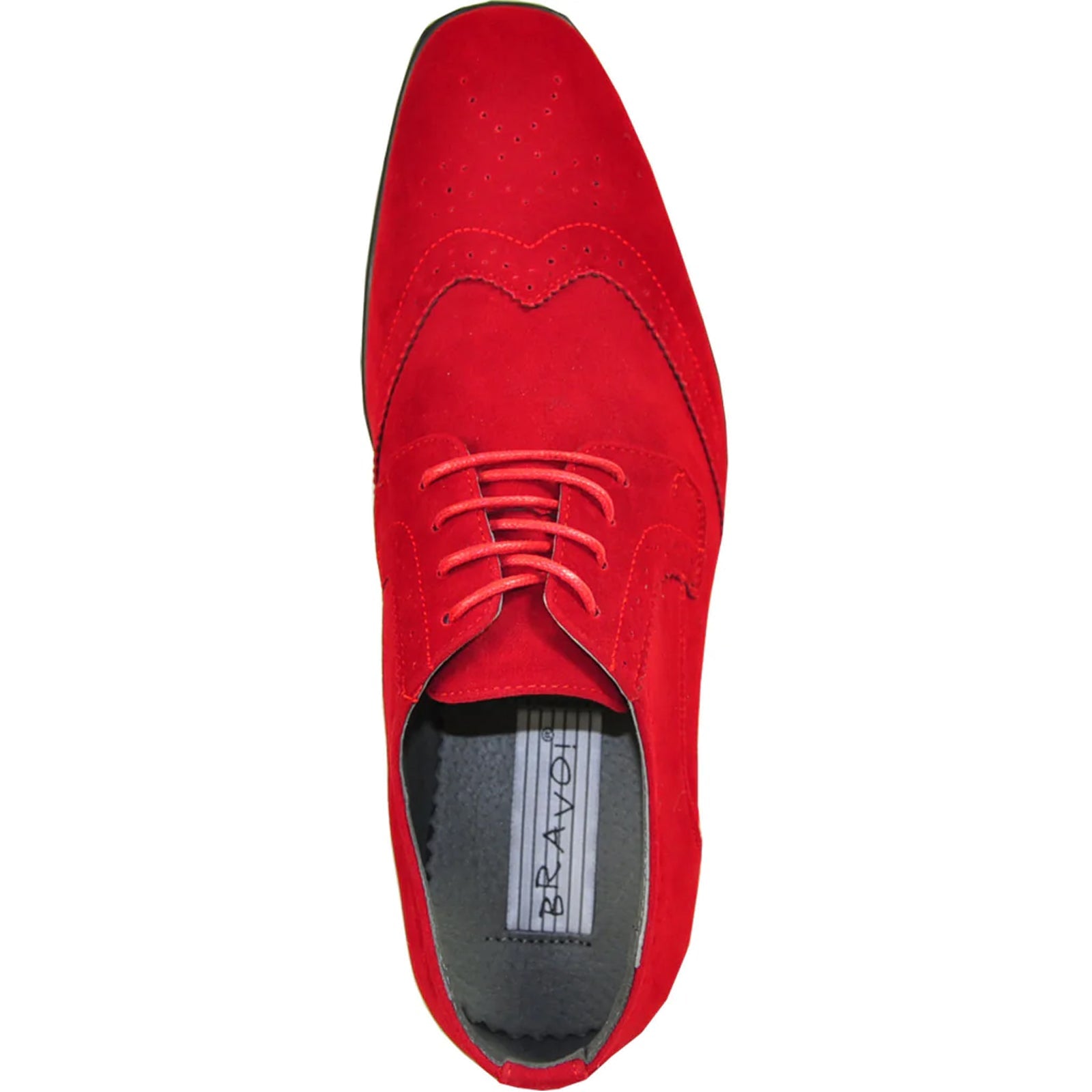 "Red Vegan Suede Wingtip Dress Shoe for Men - Wedding & Prom Lace Up"