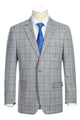 "Classic Fit Men's Two-Button Suit in Light Grey  Plaid"