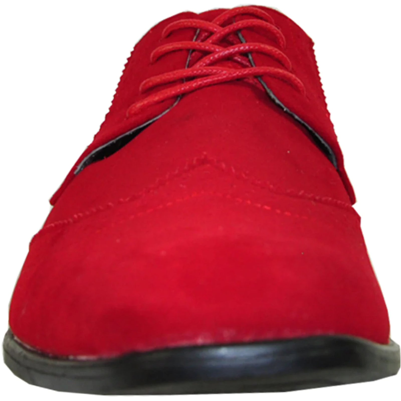 "Red Vegan Suede Wingtip Dress Shoe for Men - Wedding & Prom Lace Up"