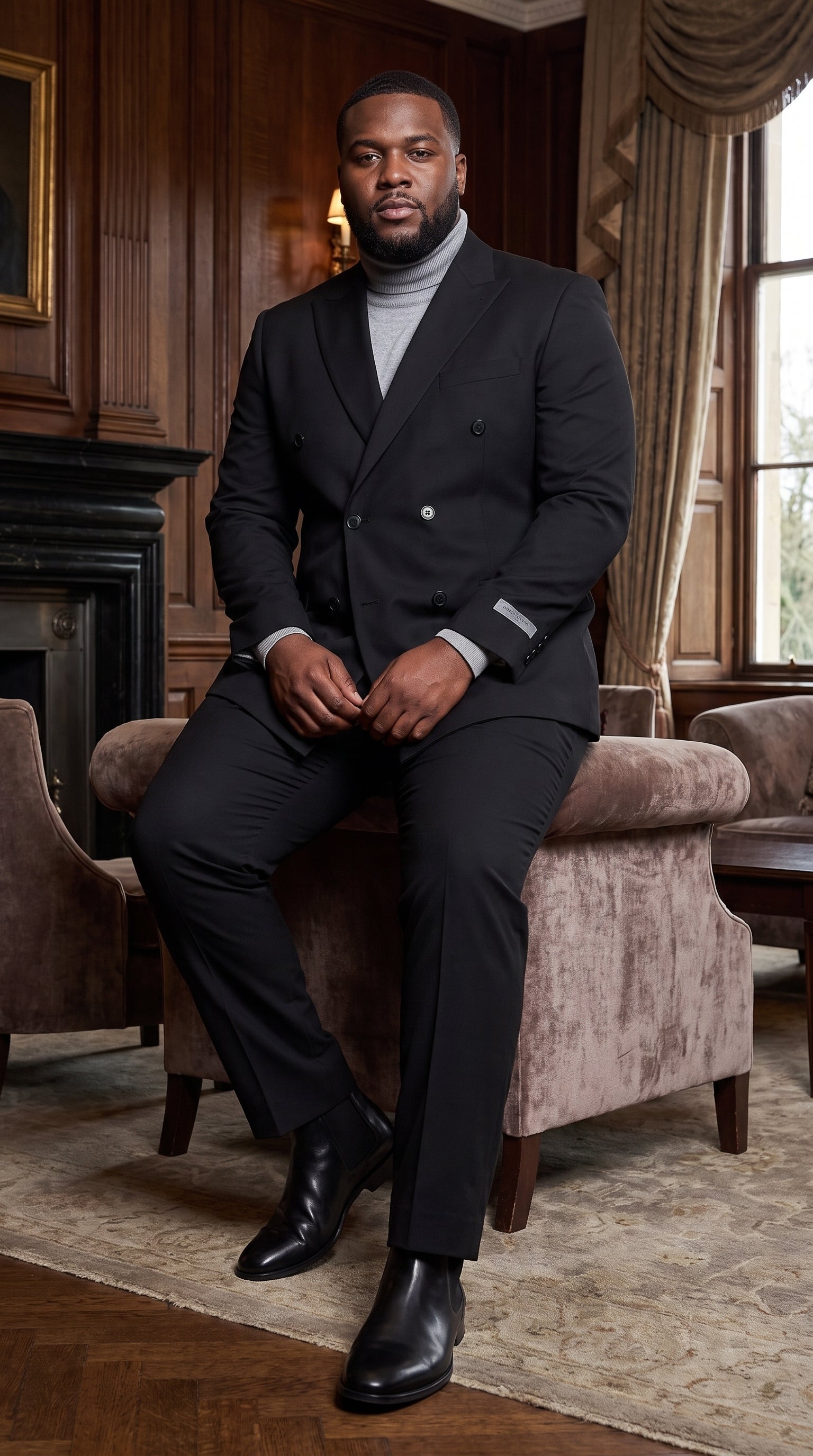 Men's Designer Stacy Adams Classic Double Breasted Suit in Black  Peak Lapel Slim fit - 34 Short or Extra Small