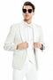 "Ivory Men's Wedding & Prom 2025 Tuxedo - One Button Vested Honeycomb Lace Design"