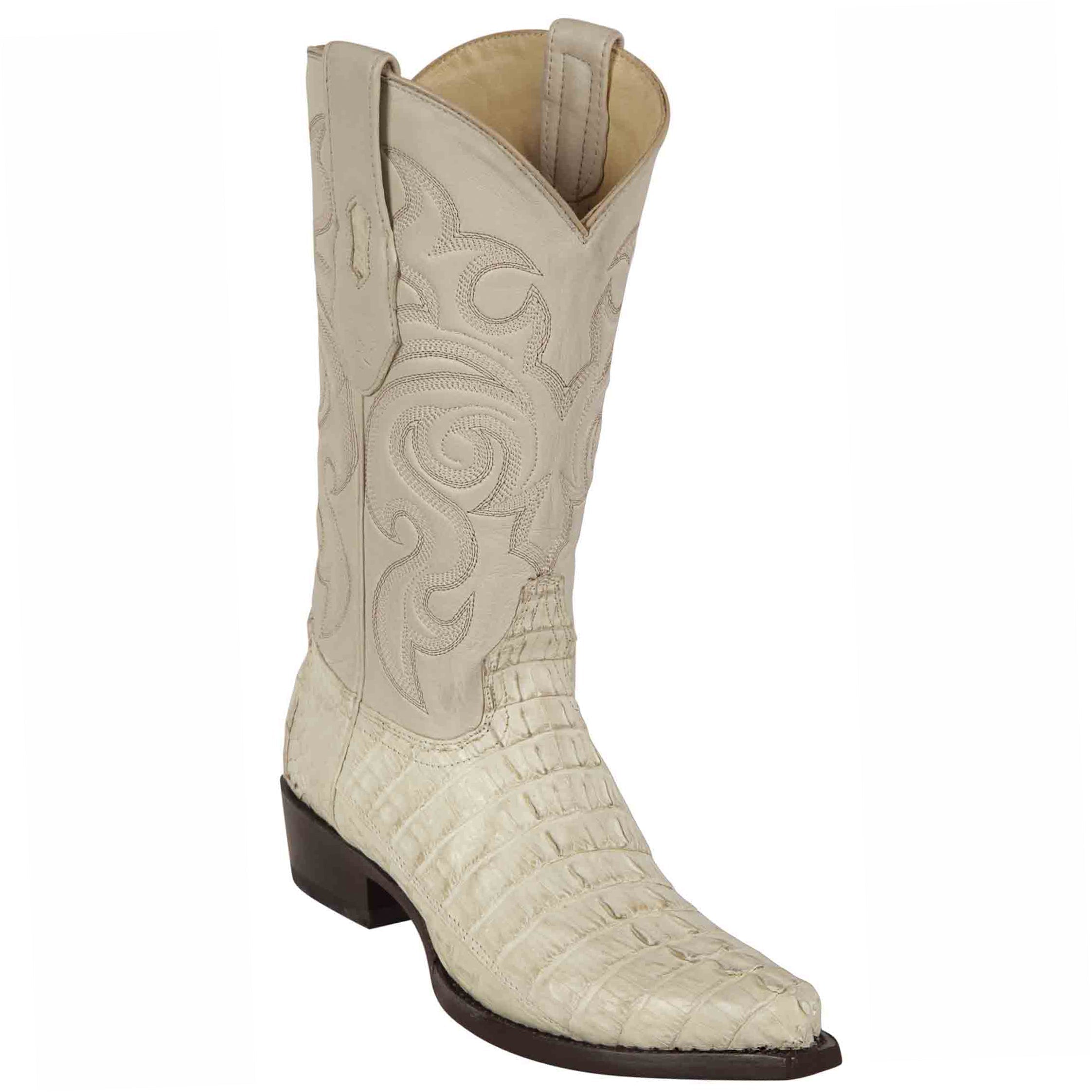 Snip Toe Crocodile Boots Winter-White - EE