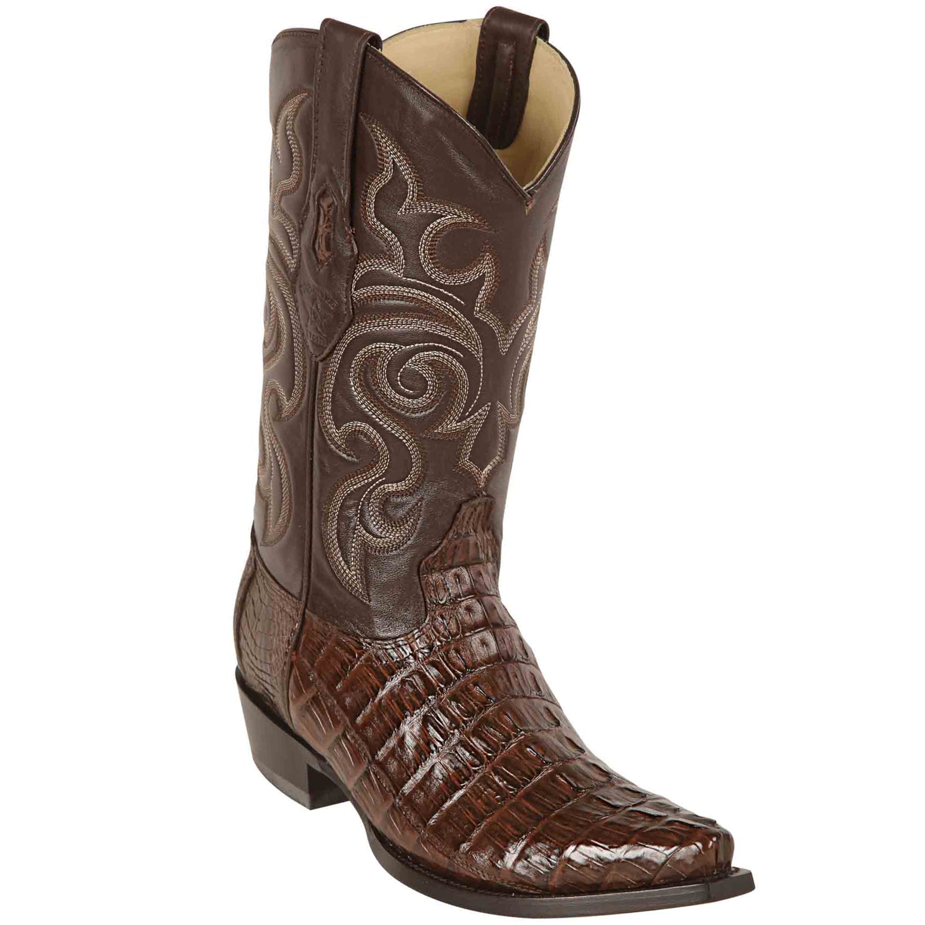 Men's Brown Caiman Tail Cowboy Boots - EE