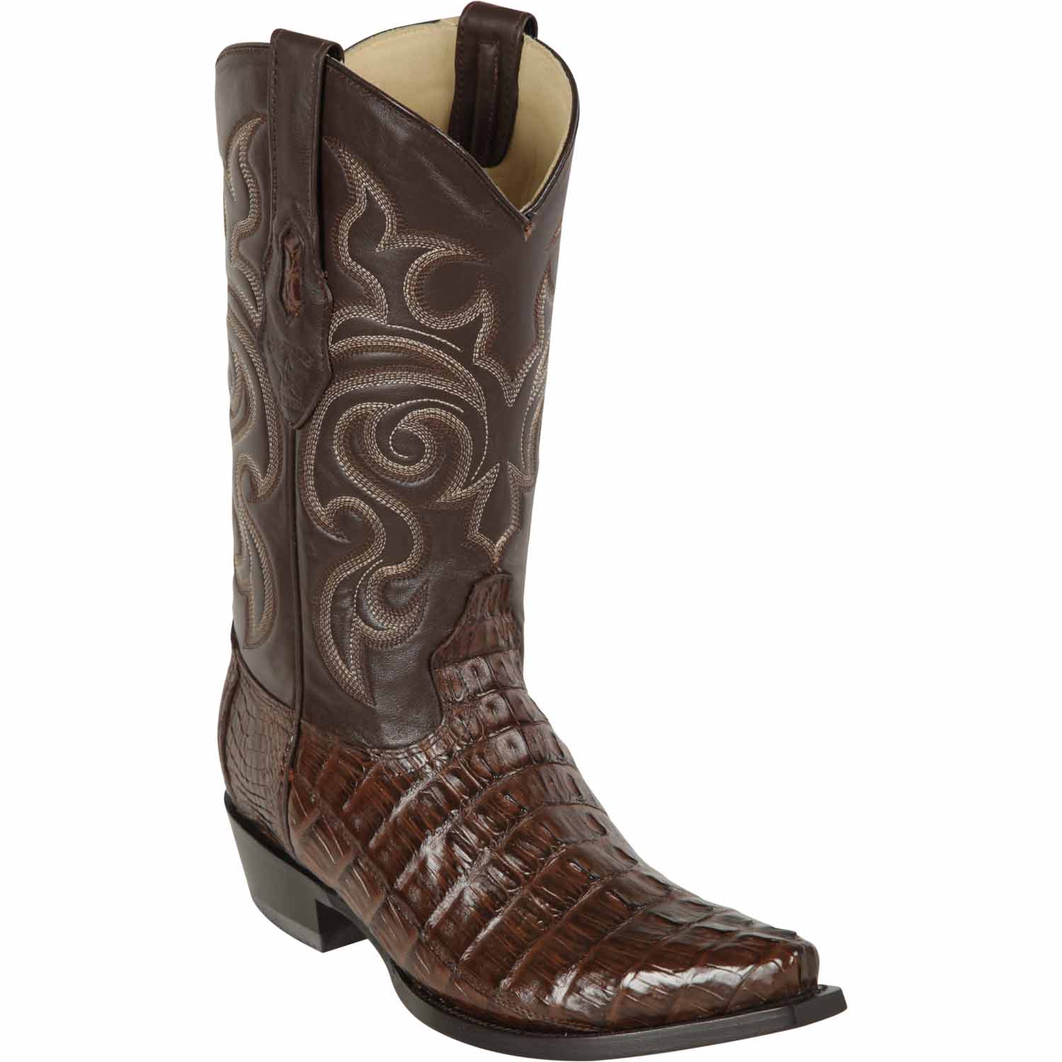 Men's Los Altos Caiman Tail Snip Toe Boots - Cognac
