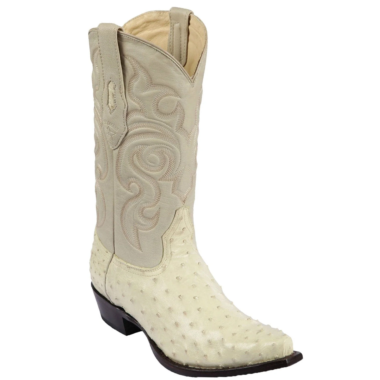 Winter White Ostrich Cowboy Boots - EE