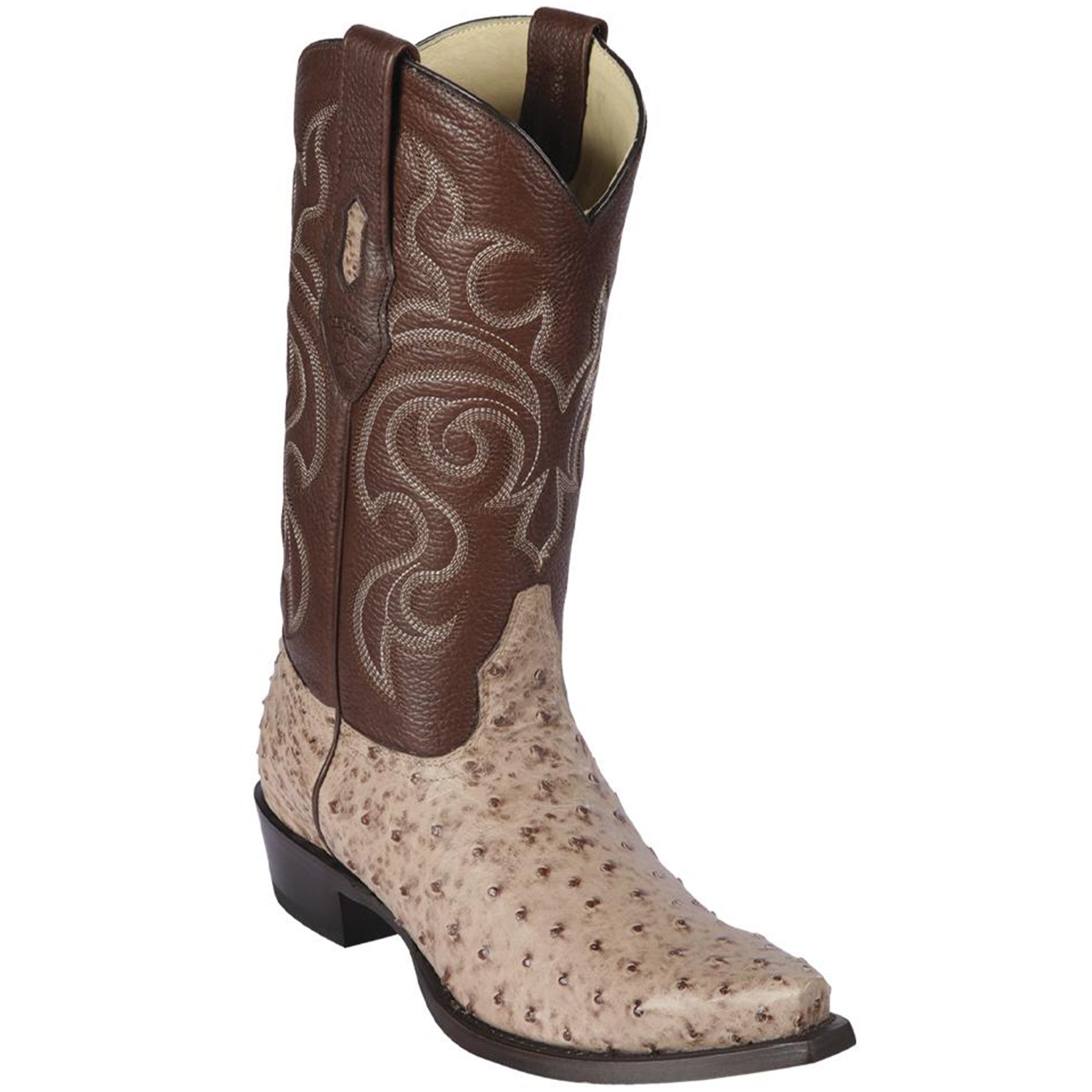 Mens Boots Ostrich Skin Moka - EE