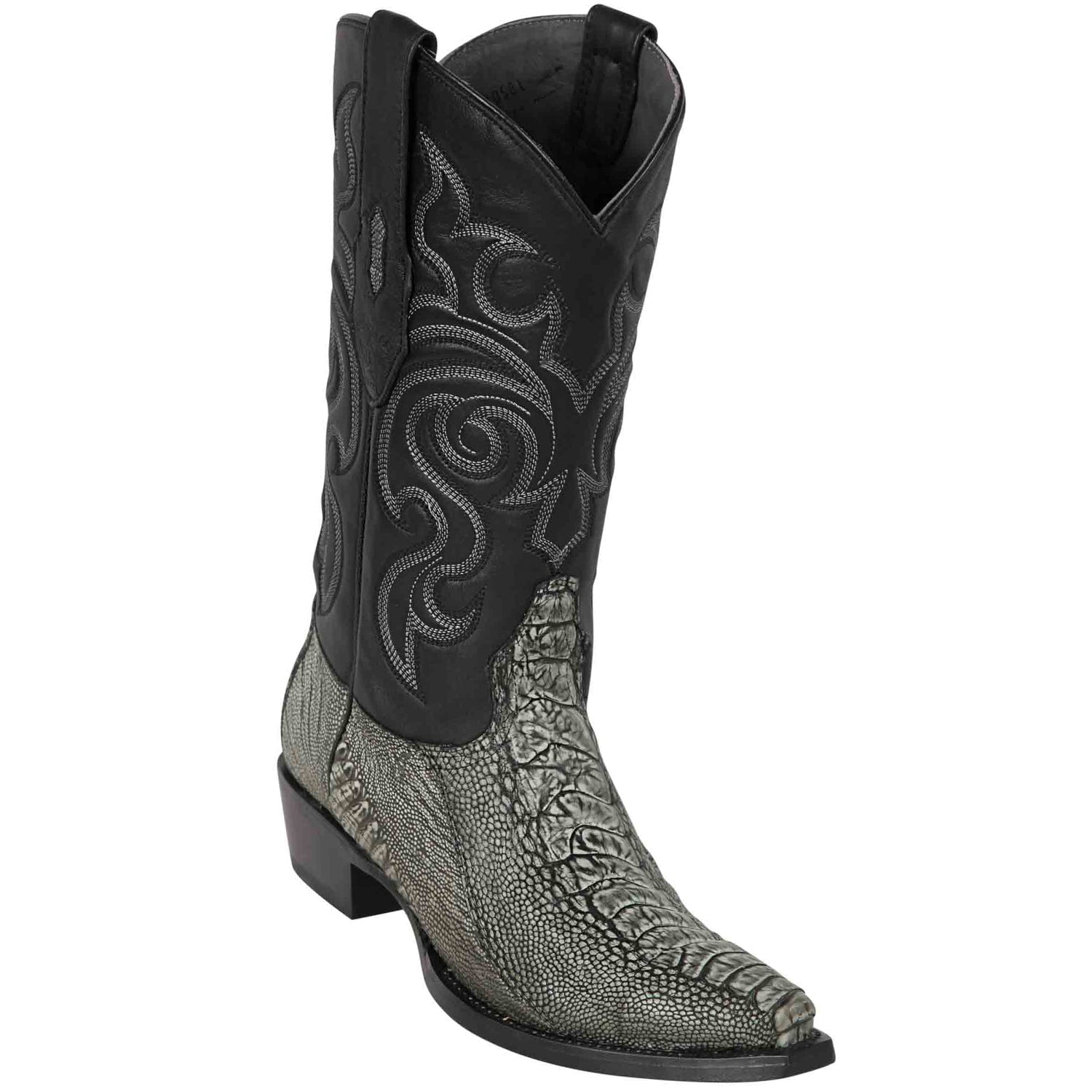 Rustic Black Ostrich Leg Boots - EE