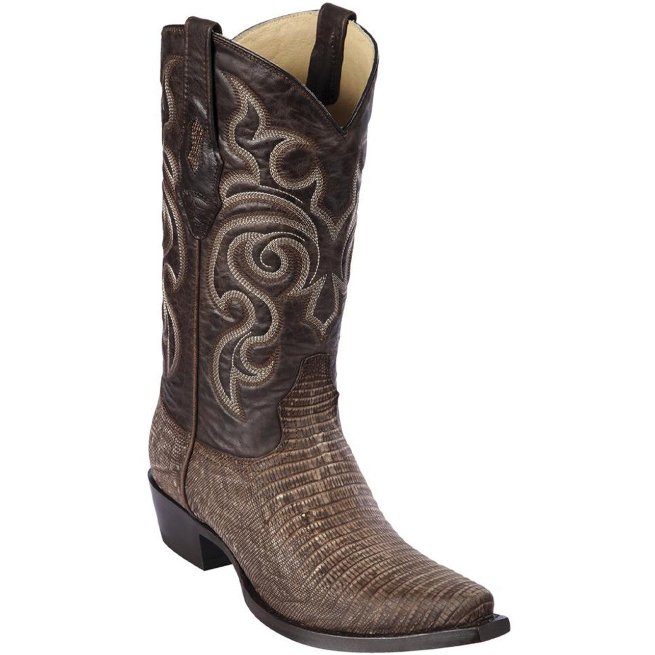 Lizard Sanded Brown Snip Toe Boots - EE