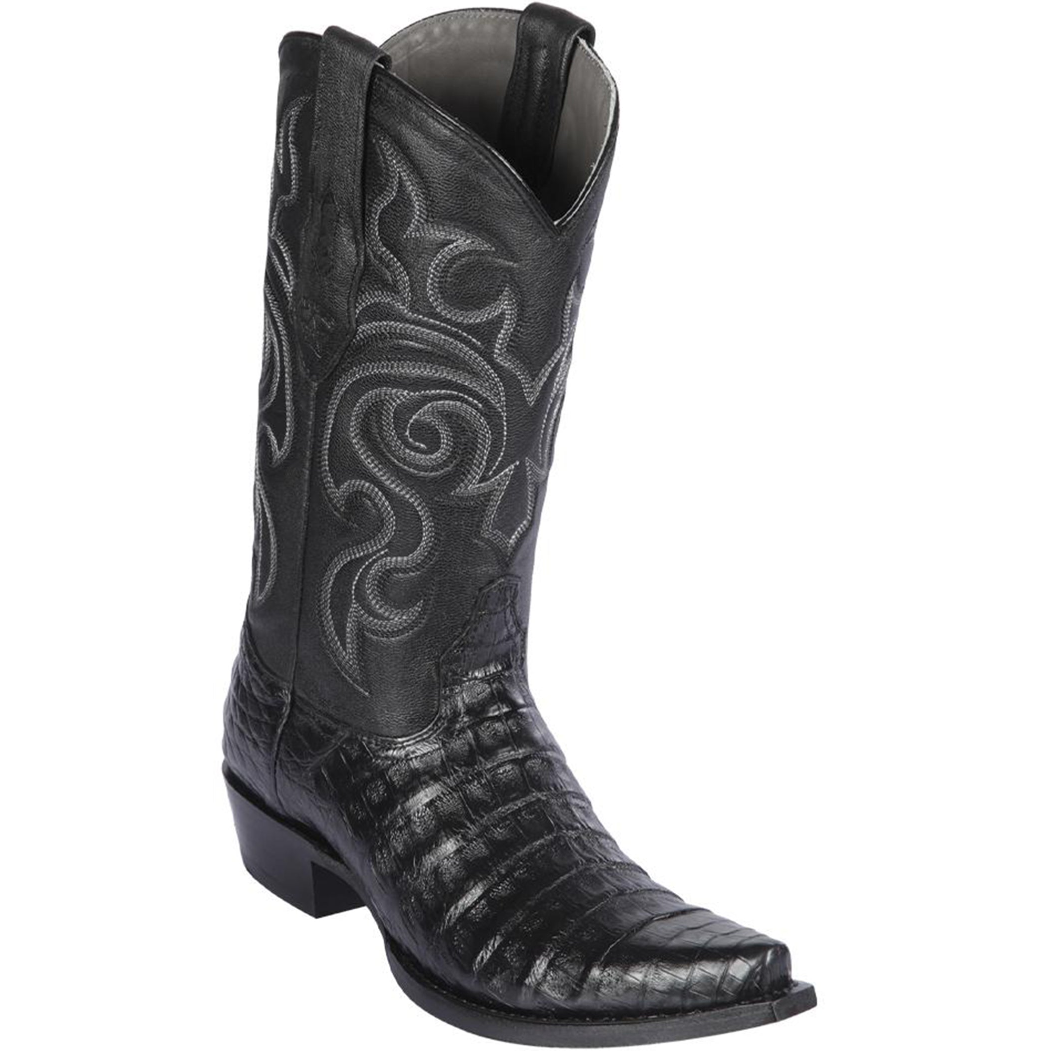 Black Caiman Cowboy Boots - EE