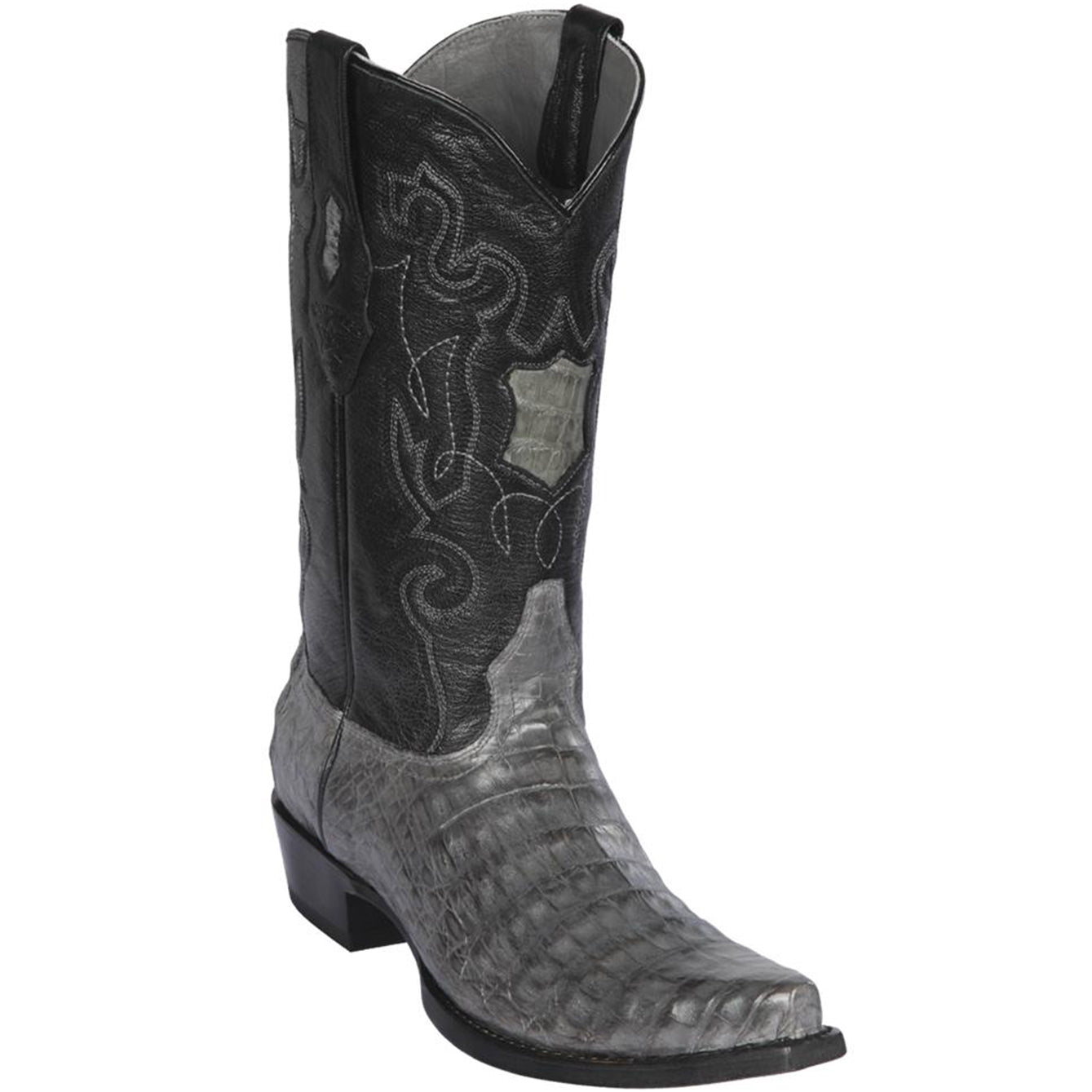 Grey Caiman Cowboy Boots - Snip Toe - EE