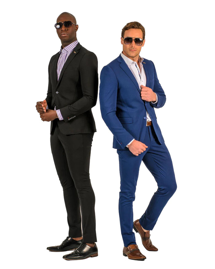 Stretch Fabric - "Black" Light Weight Suit - Slim Fitted Suit "Style #"