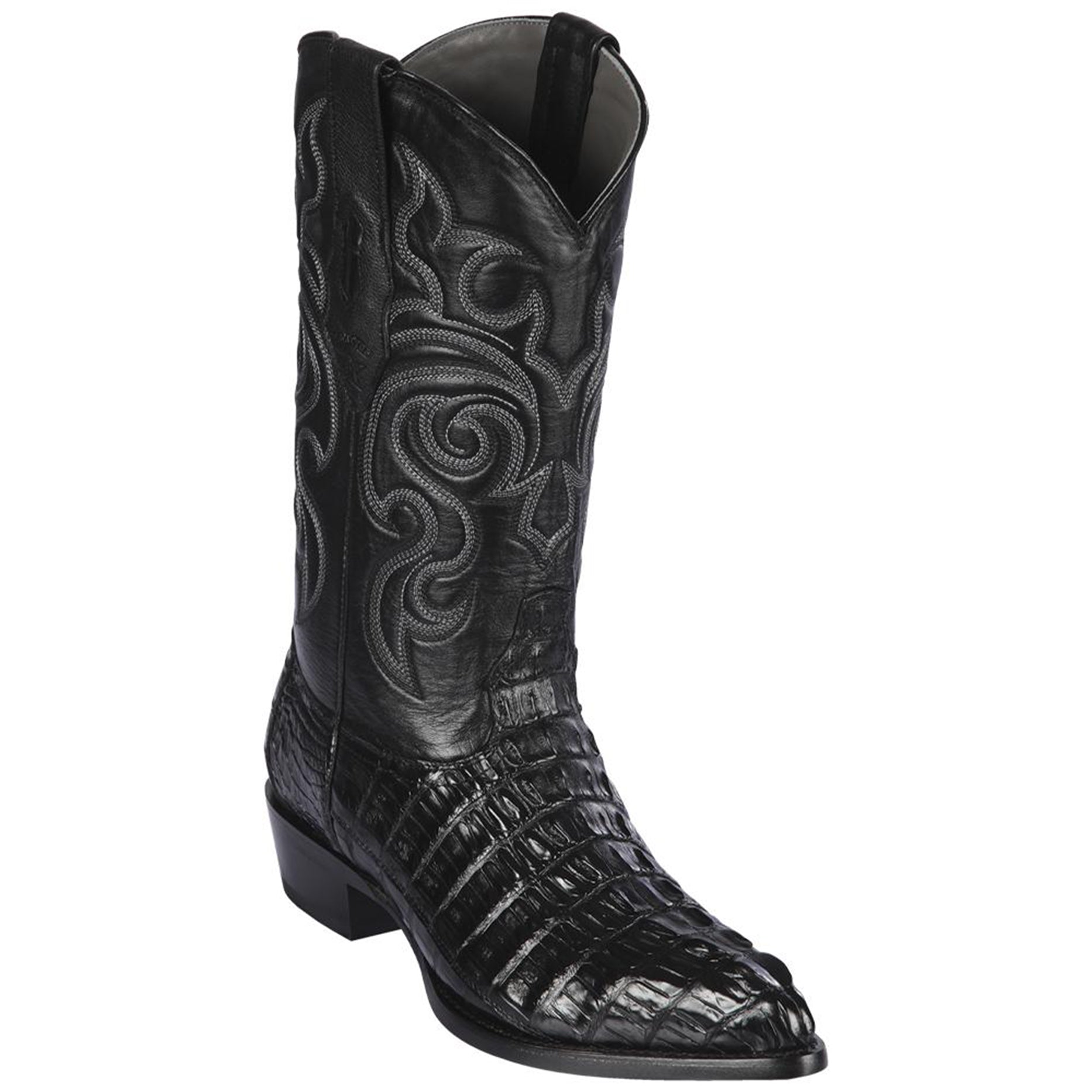Black Caiman Tail Cowboy Boots - EE