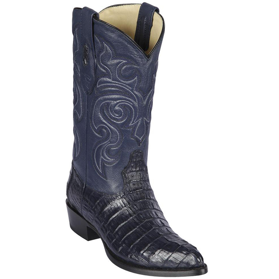 Navy Blue Crocodile Cowboy Boots - EE