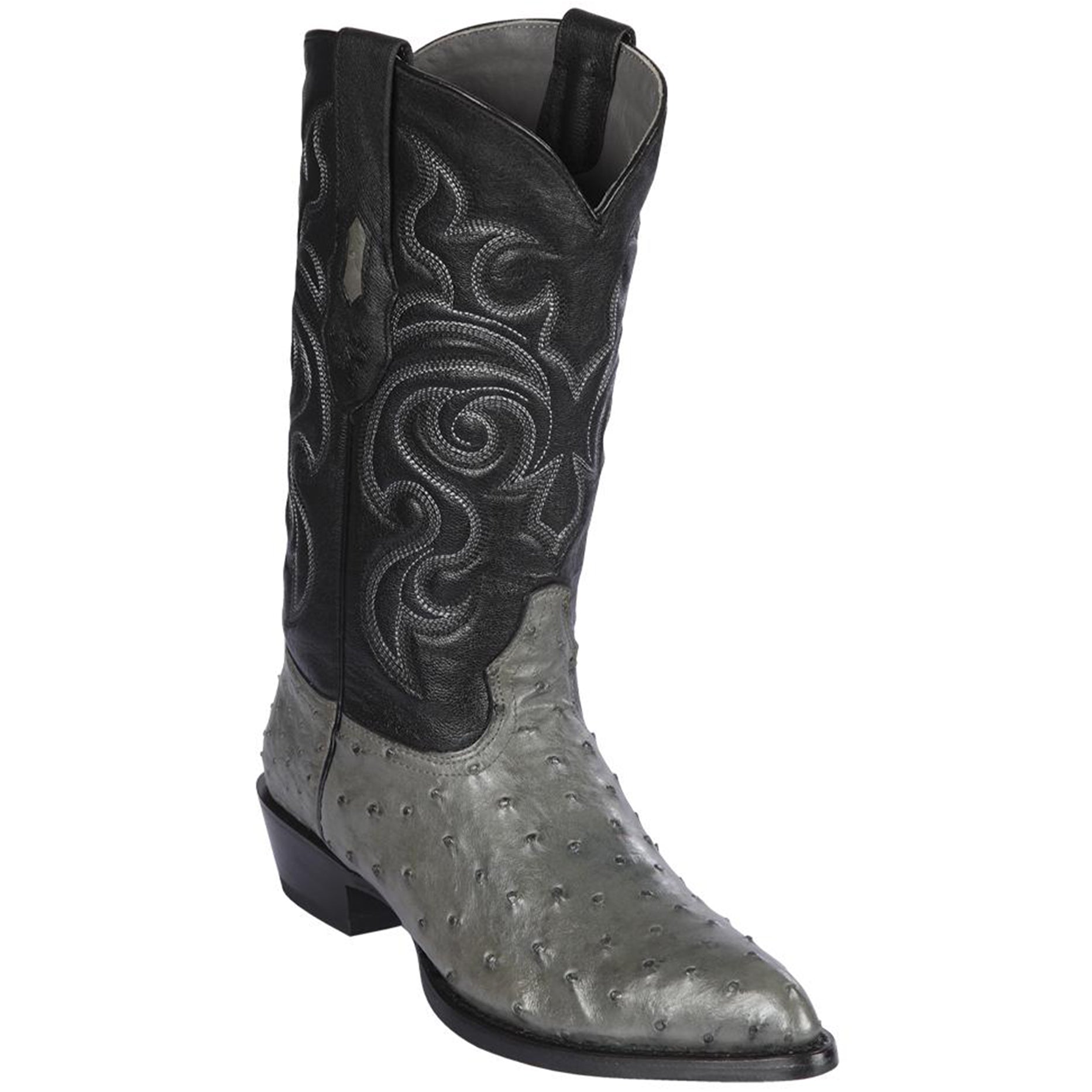 Grey Ostrich Cowboy Boots J-Toe - EE