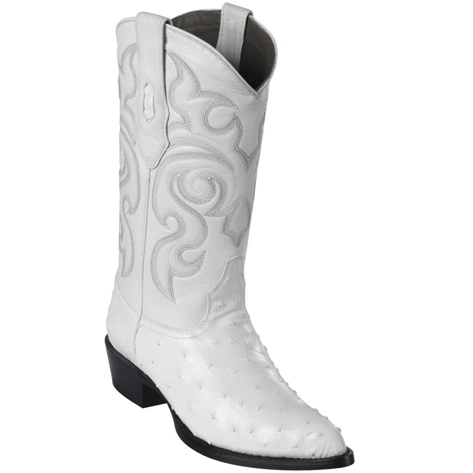 White Ostrich Cowboy Boots - EE