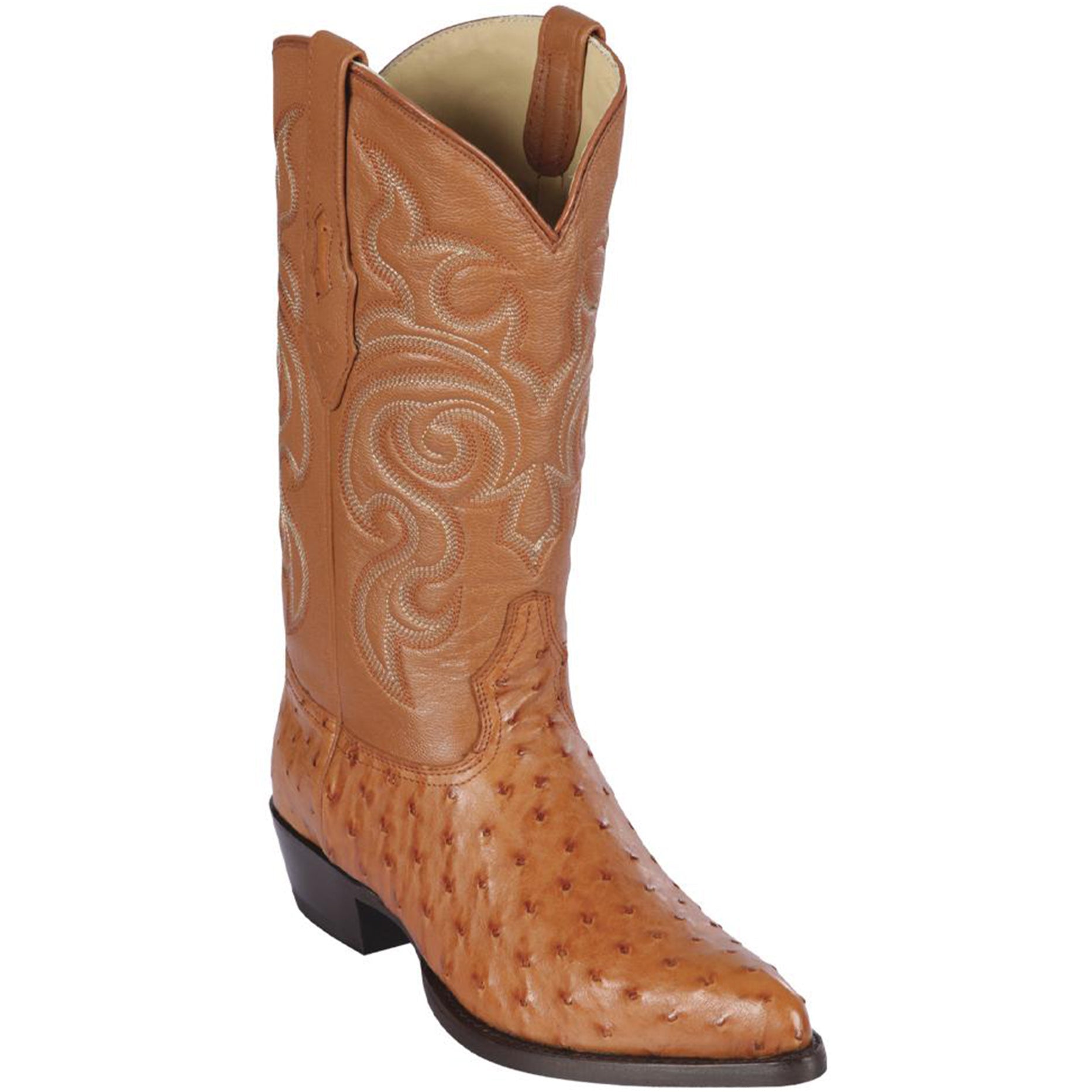 Honey Ostrich Cowboy Boots J-Toe - EE