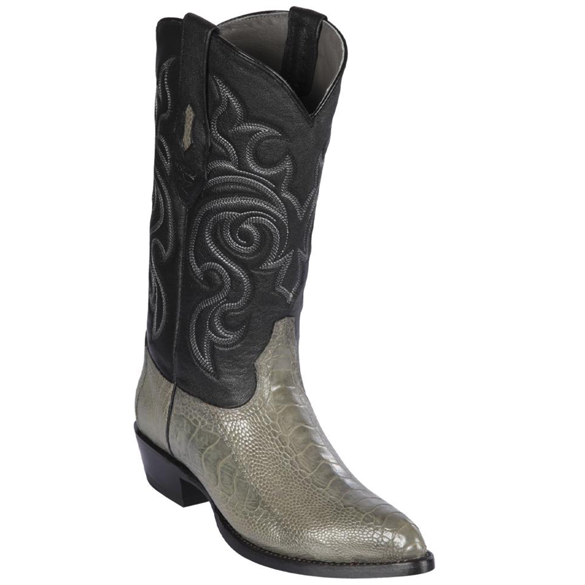 Ostrich Leg Grey Cowboy Boots - EE