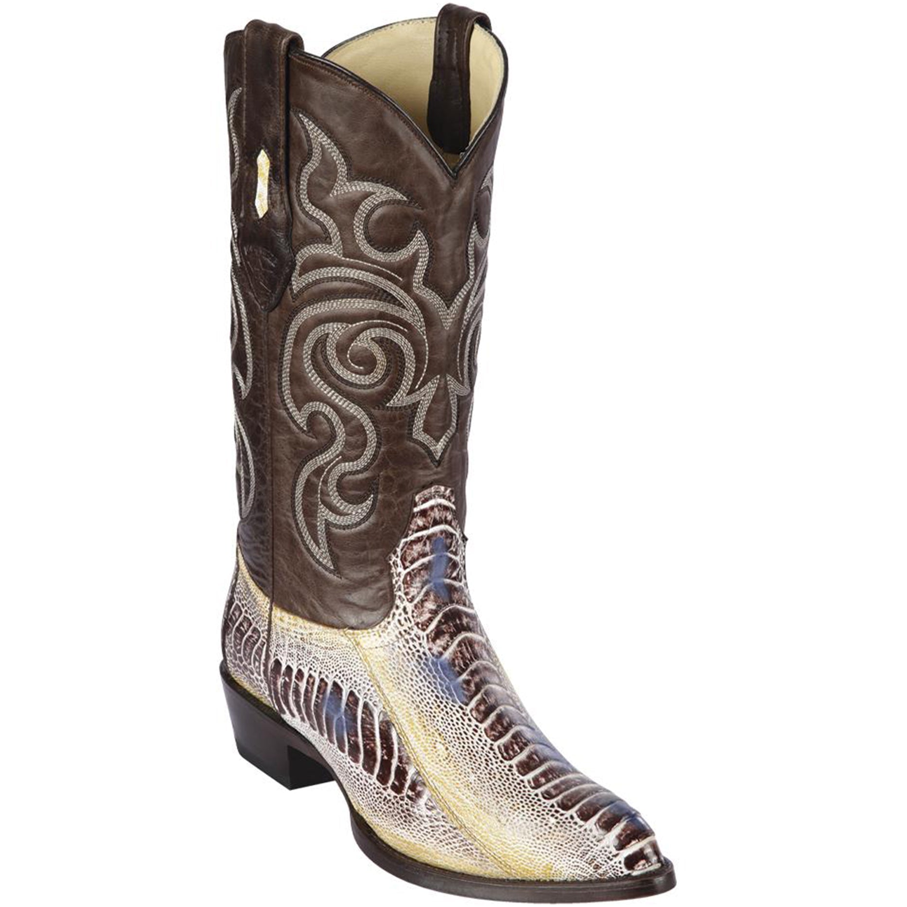 Natural Ostrich Leg Cowboy Boots - EE