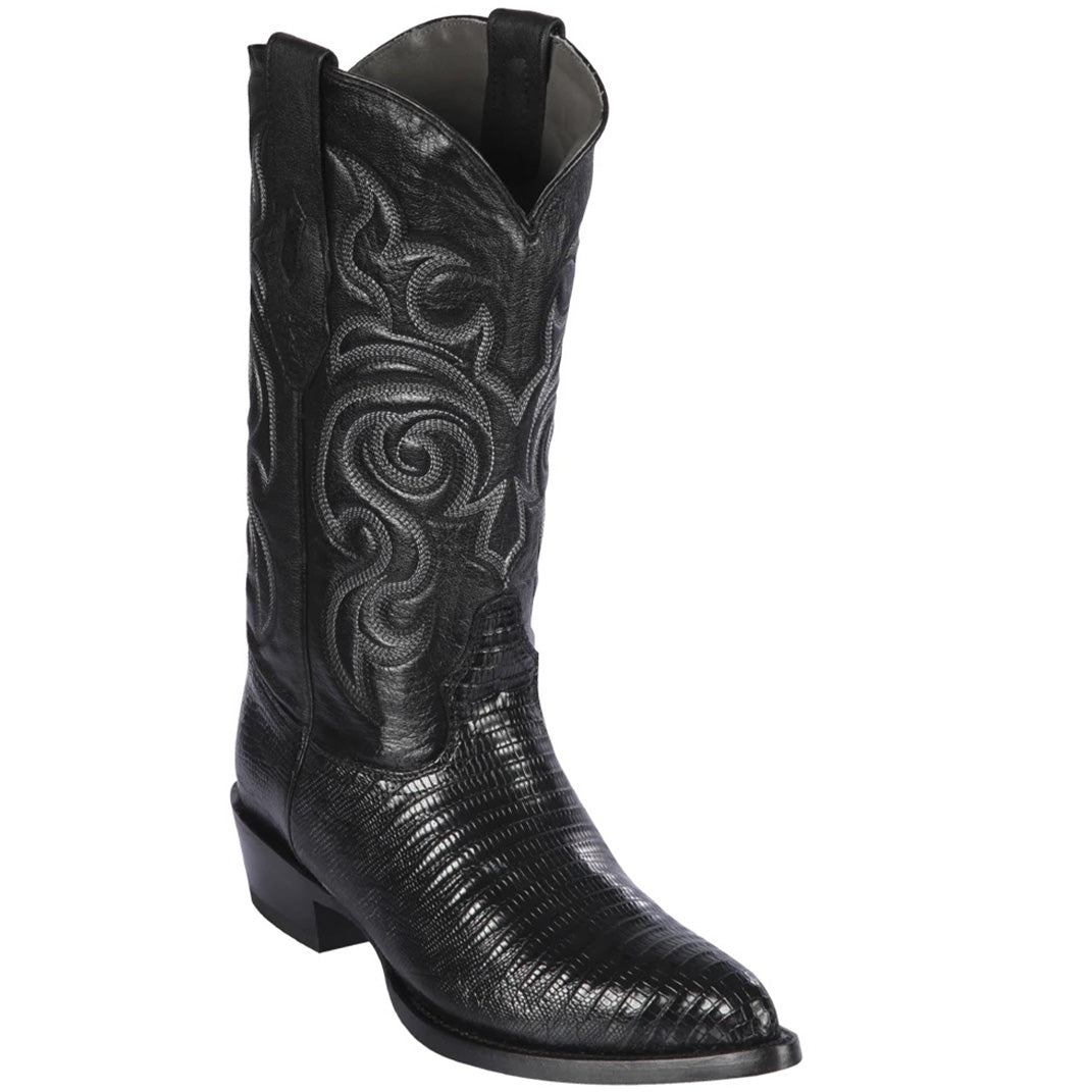 Black Lizard Cowboy Boots J-Toe - EE