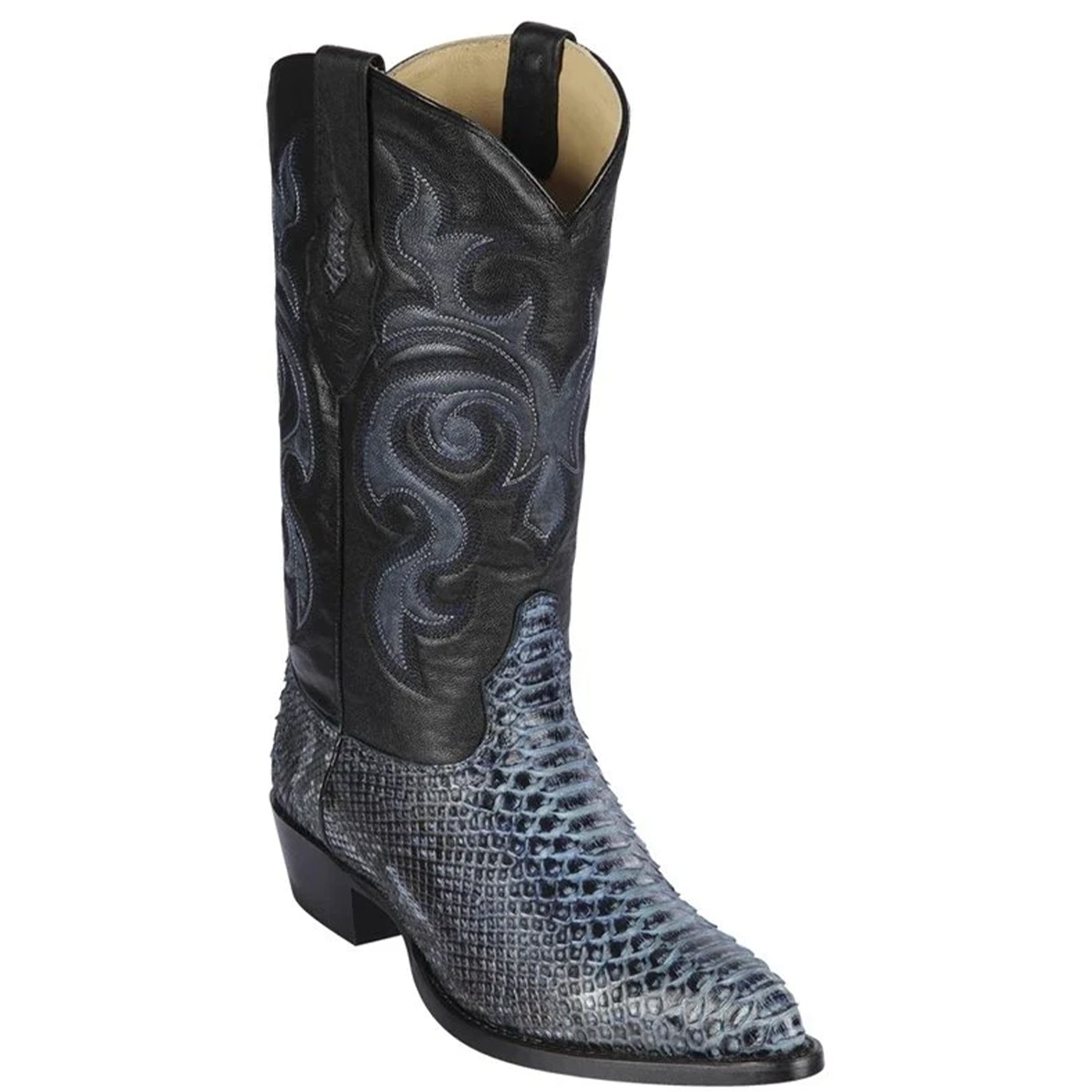Rustic Blue Snake Skin Cowboy Boots - EE