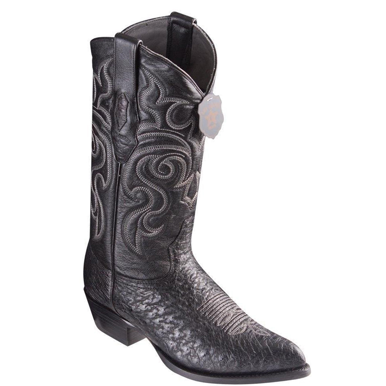 Smooth Ostrich Black Cowboy Boots - EE