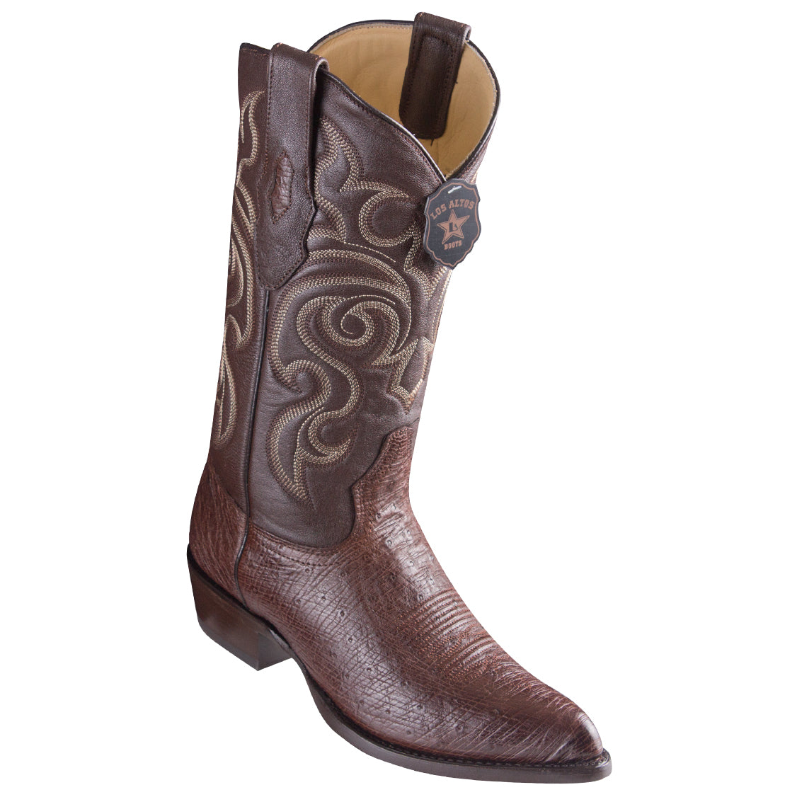 Smooth Ostrich Brown Cowboy Boots J-Toe - EE