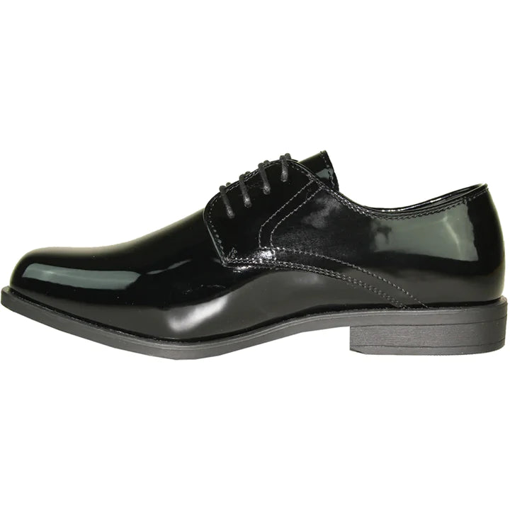 Mens Classic Formal Shiny Patent Tuxedo Shoe In Black