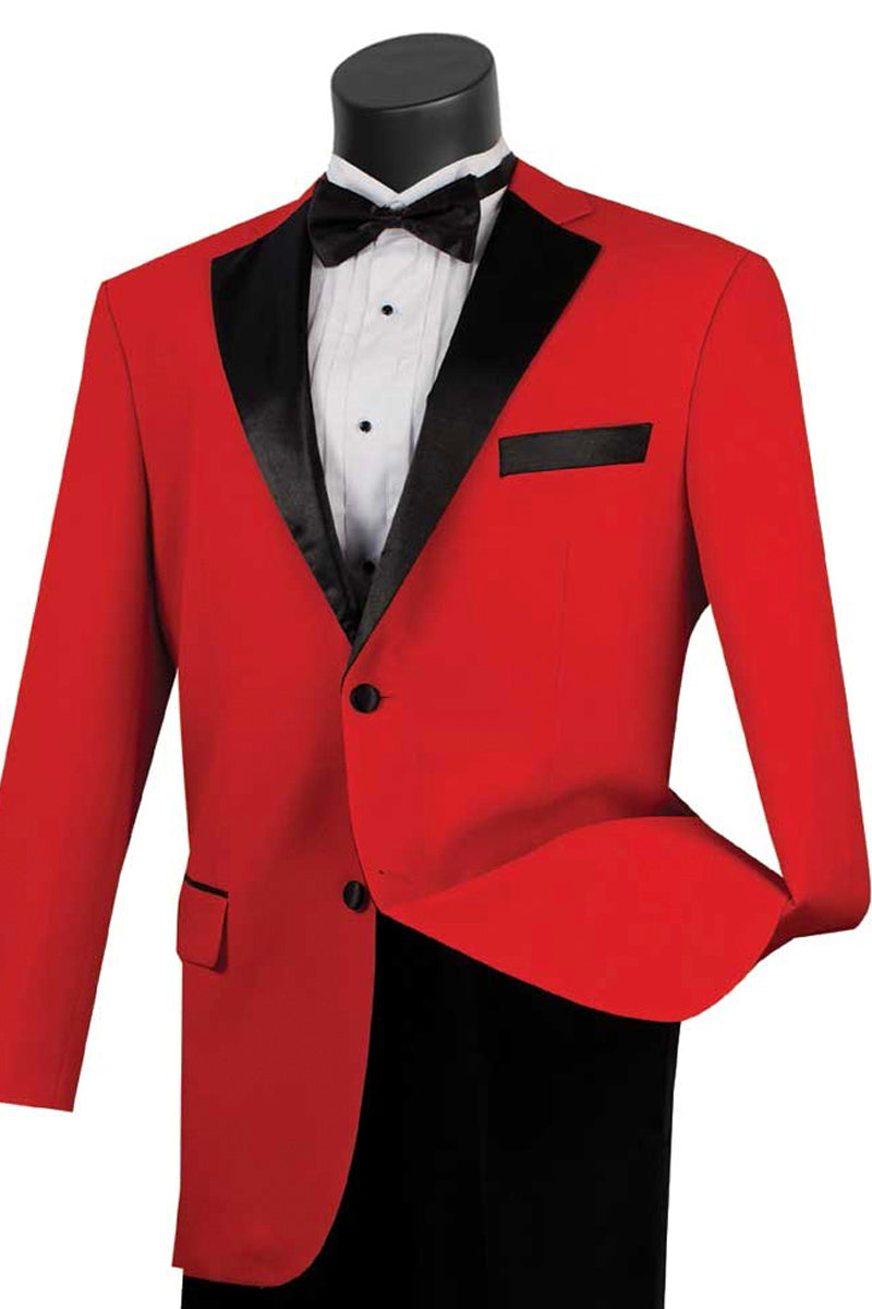 Mens Classic Contrast Notch Tuxedo in Red - 36 Short