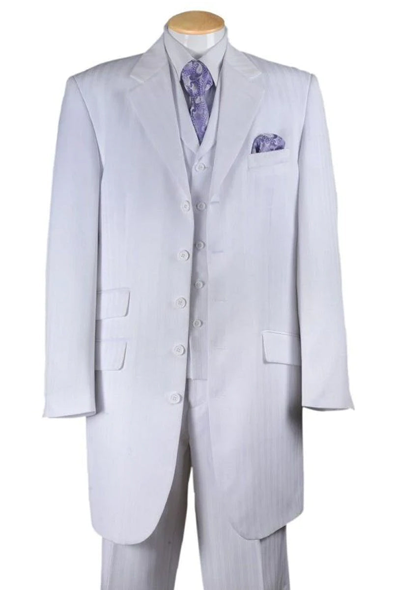 "White Zoot Suit: Men's Long Vested Fashion Pinstripe by Tonal"