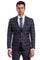 "Grey & White Windowpane Plaid Men's Slim Fit Two Button Vested Suit"