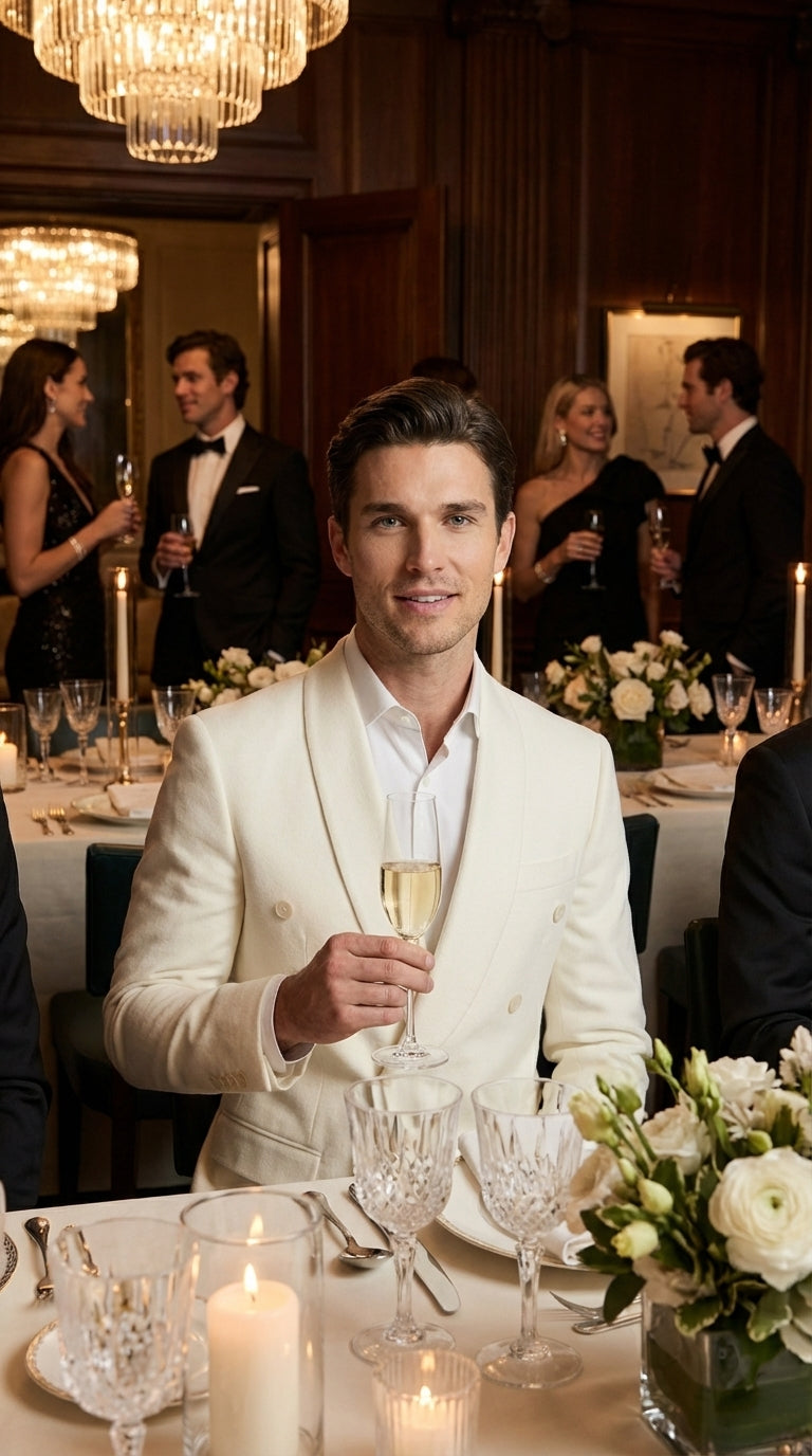 Mens Ivory Dinner Jacket Blazer – Elegant Ivory Cream Off White Formal Blazer Wedding Tuxedo Jacket Evening Wear - 36 Short