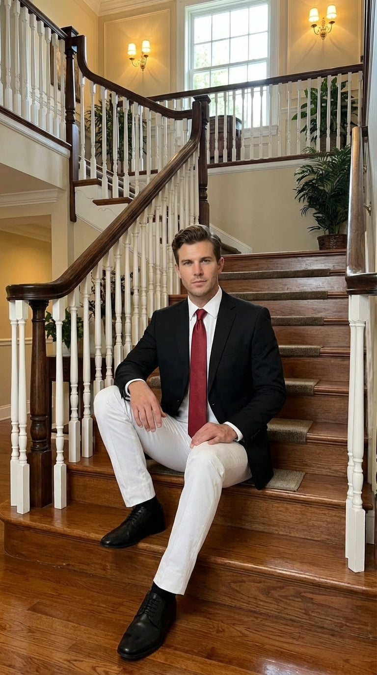 Men’s Solid Black Two Button Suit Jacket Blazer With White Pants | Black Blazer Sport Coat - Blazer