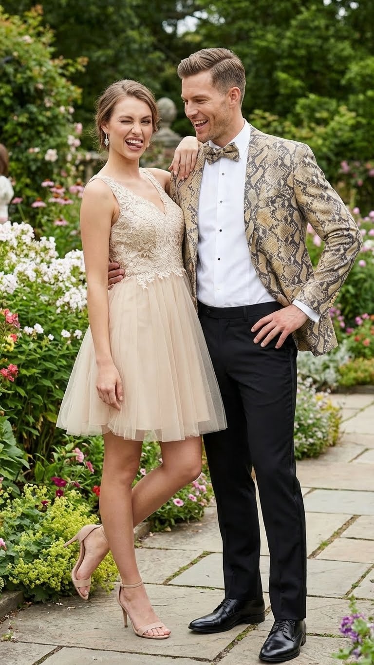 Men’s Beige and Black Snakeskin Print Blazer – Alligator Crocodile Exotic Sking Sport Coat Jacket in Tan Camel Color - 36 Short