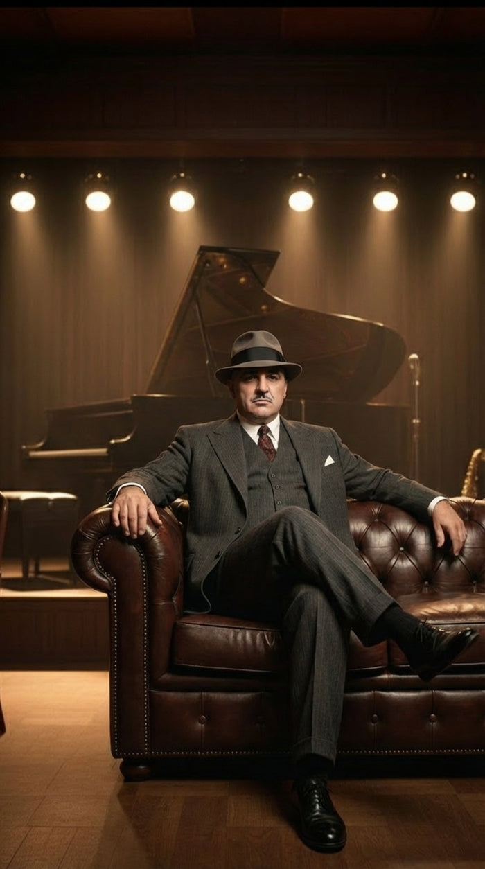 Al Capone Mens Charcoal Gray Stripe 3-Piece Gangster Style Suit 1920s Jazz Club Inspired Formal Suit Outfit