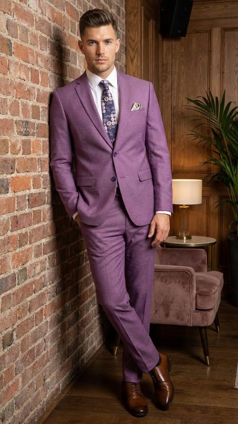 Men’s Light Purple Suit Blazer and Suit Jacket Mauve – Formal Wedding & Party Wear Coat for Business Prom and Church - 34 Short or Extra Small