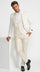 Men’s Ivory Paisley Tuxedo Suit 3 Piece – One Button Vested Satin Formal Suit for Wedding in Off white Cream Color