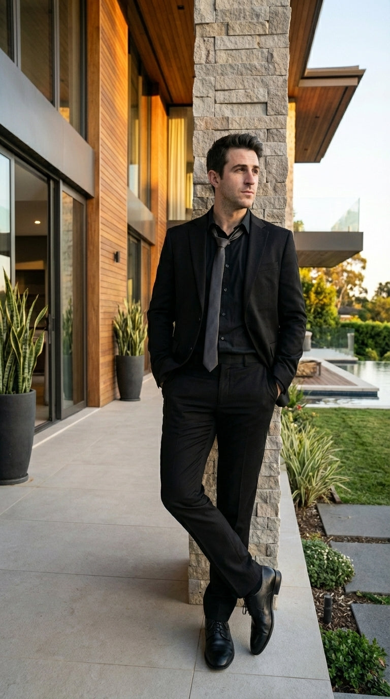 Mens Black Blazer – John Wick Inspired Classic Formal Blazer for Men Sleek Action Style Evening Jacket - 36 Short