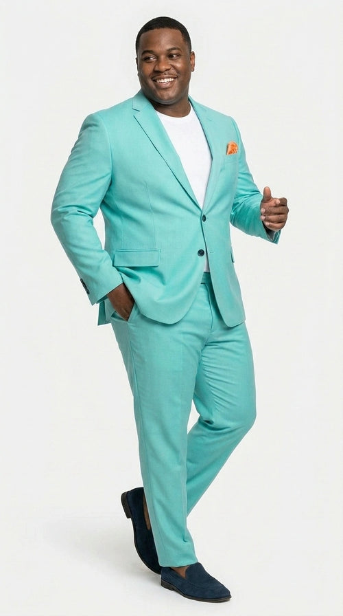 Men’s Turquoise 2 Piece Suit with Jacket and Pants, Formal Wedding Suit for Prom, Parties, Summer Events, and Special Occasions