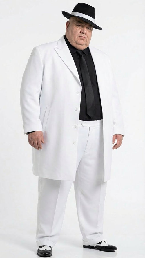 Mens White Zoot Suit Gangster Style Outfit White Jacket + Vest + Pants + Shirt & Tie  Combo Package