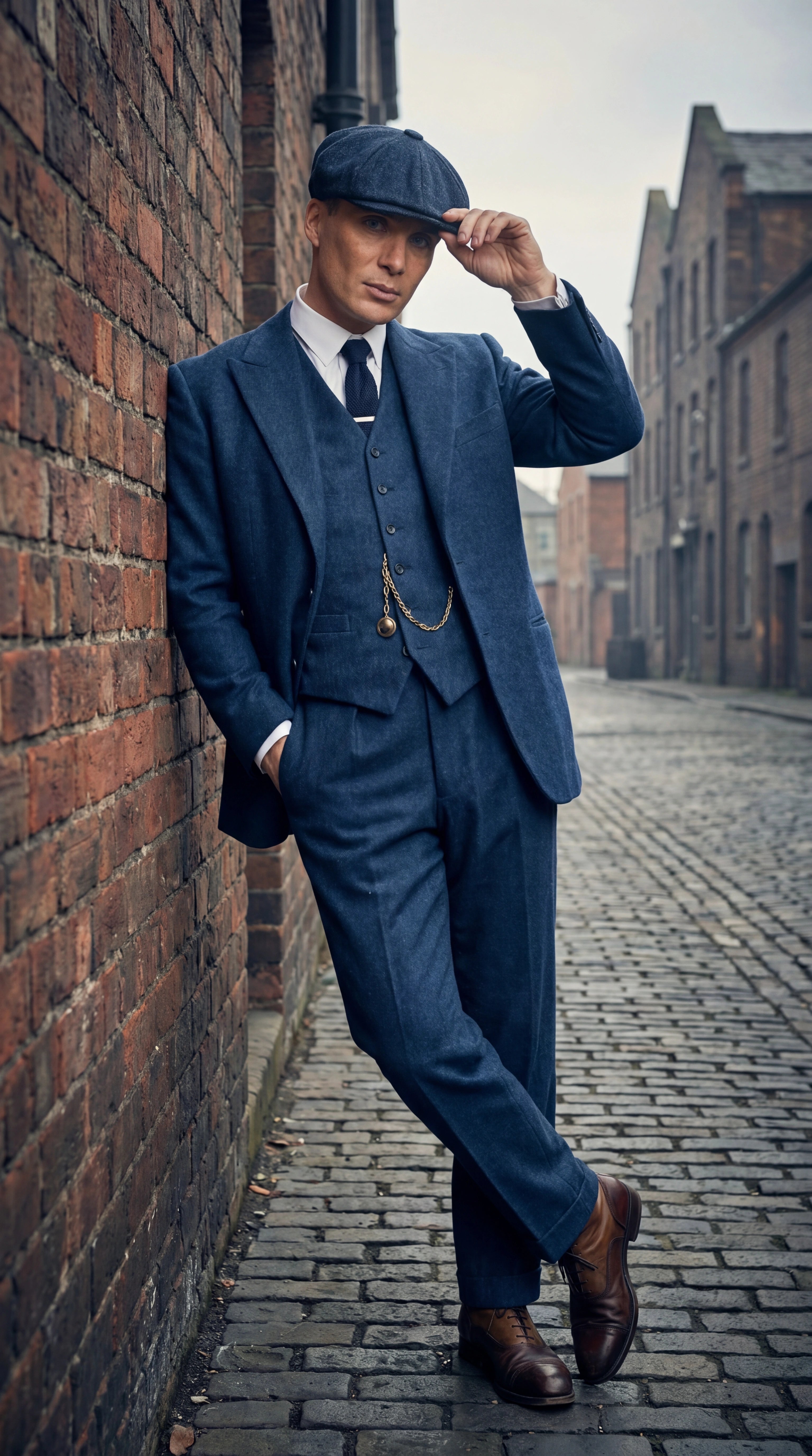 Men’s Blue 3 Piece Suit, Thomas Shelby Inspired Vintage Formal Suit Herringbone Tweed 1920s fabric - 34 Short or Extra Small