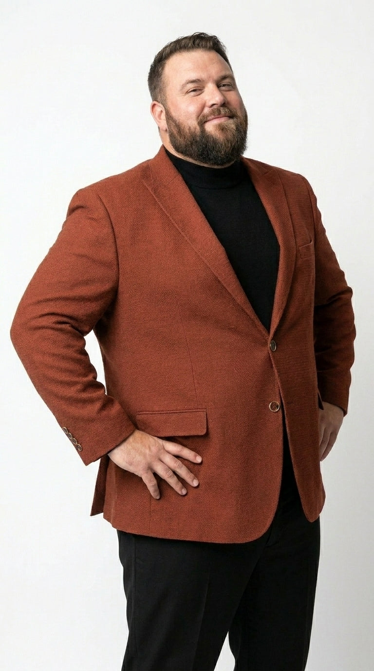 Men’s Rustic Brown Textured Blazer with Notched Lapel, Formal Dress Jacket for Weddings, Parties, Business Look - 36 Short